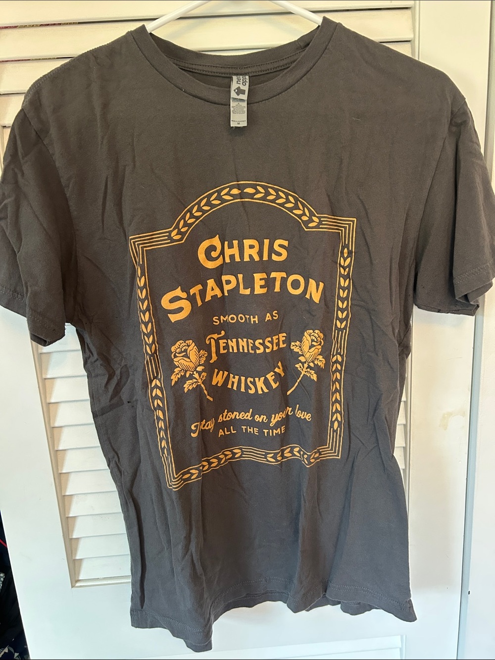 NWOT Chris Stapleton Concert Tshirt. Dark grey w/yellow lettering
